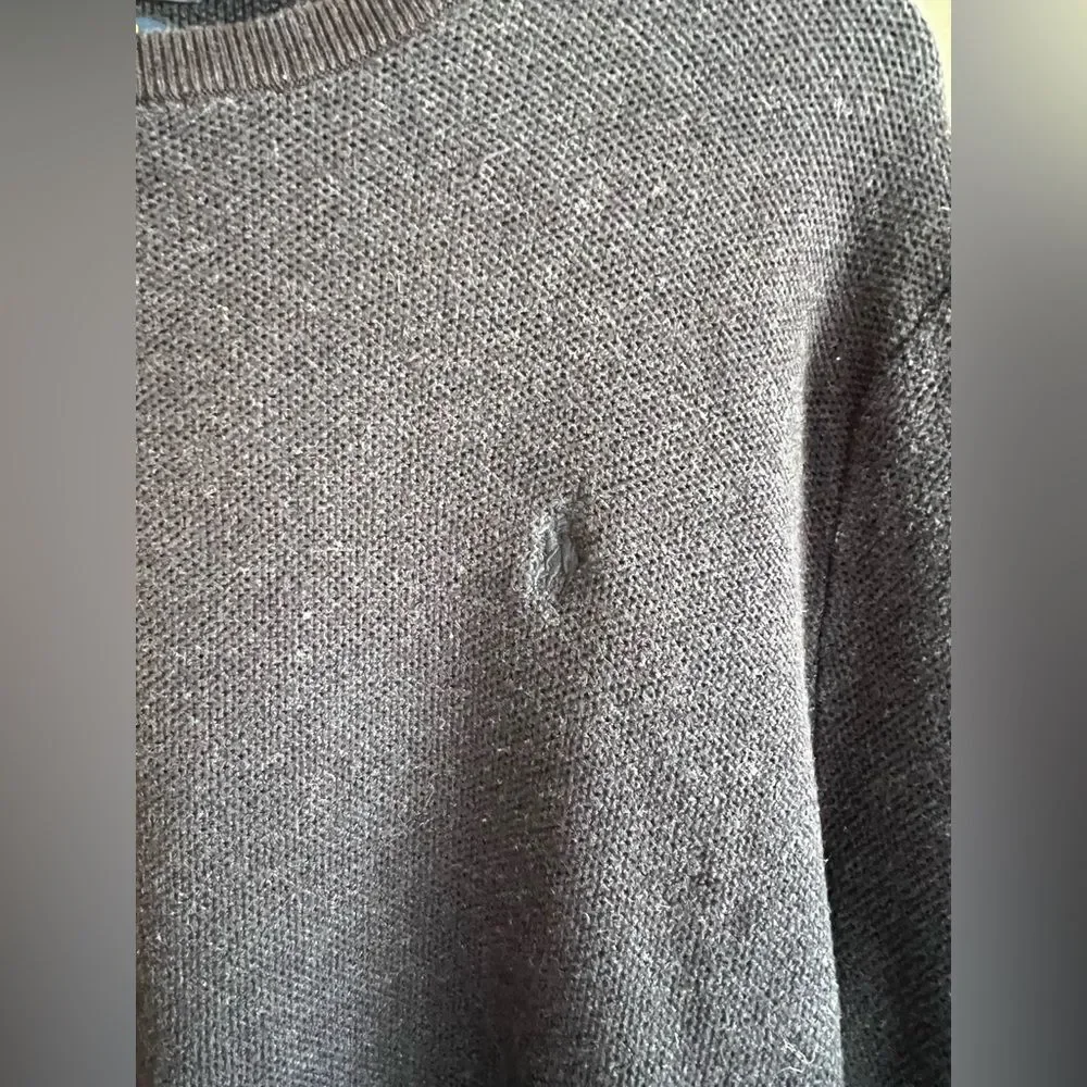 Ralph Lauren Mesh-Knit Cotton Crewneck Sweater in Navy Heather